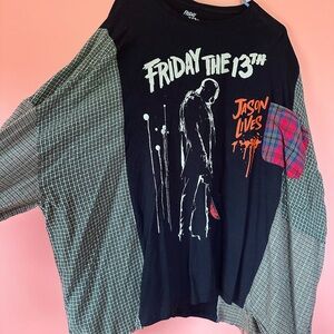 ONE OF A KIND- Friday the 13th mix-match patchwork flannel.